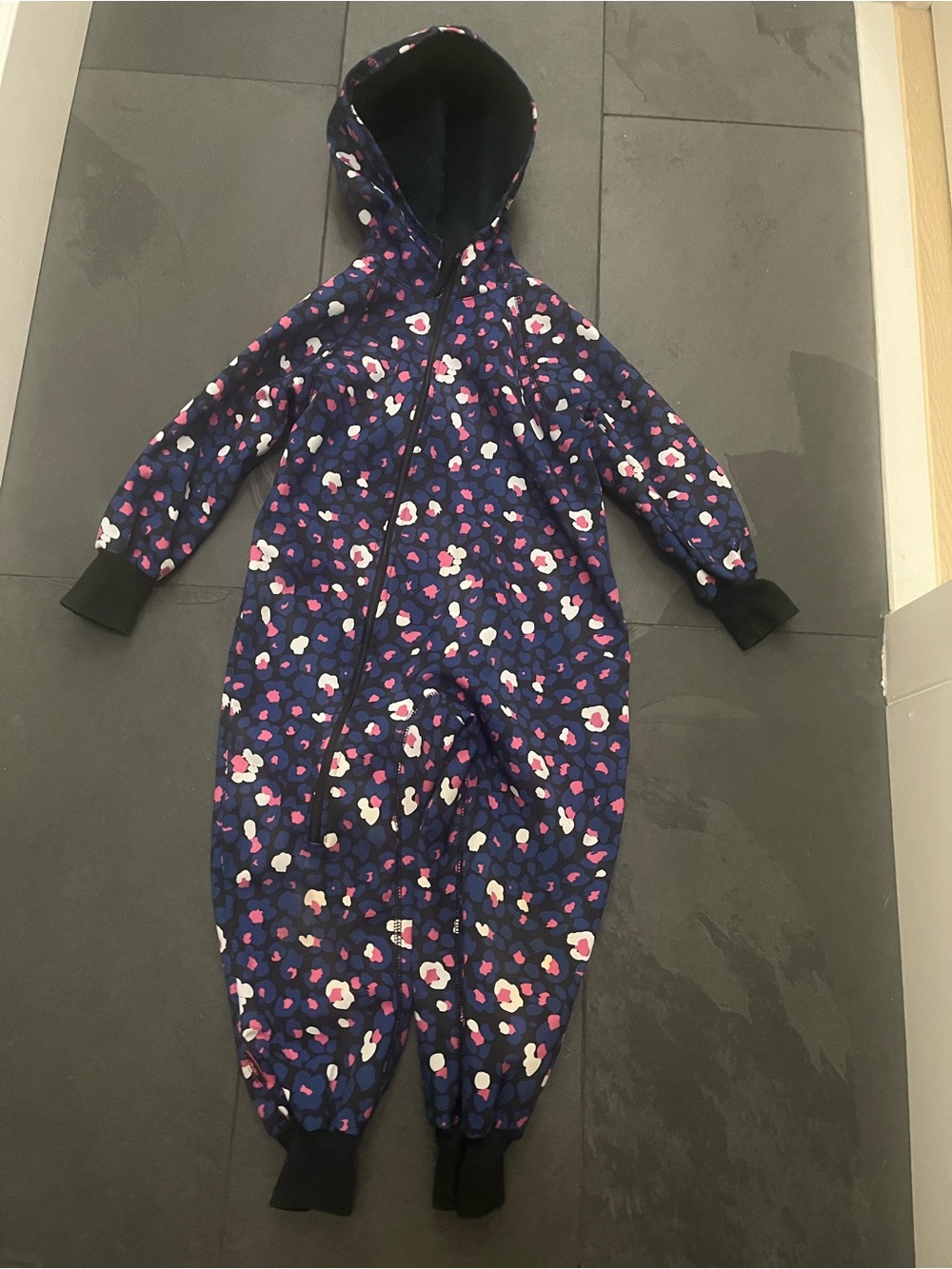iELM Barnklader Girls Floral Hooded One-Piece Coverall softshell jumpsuit 110